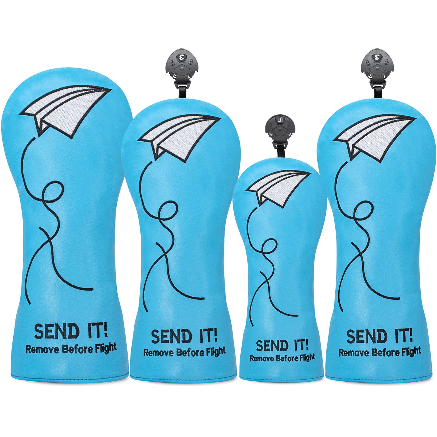 Golf Driver Headcover with Airplane Design Golf Club Covers,4pcs or 1pc Golf Headcovers for Woods and Driver Fairway Hybrids Women Men - Premium PU Leather