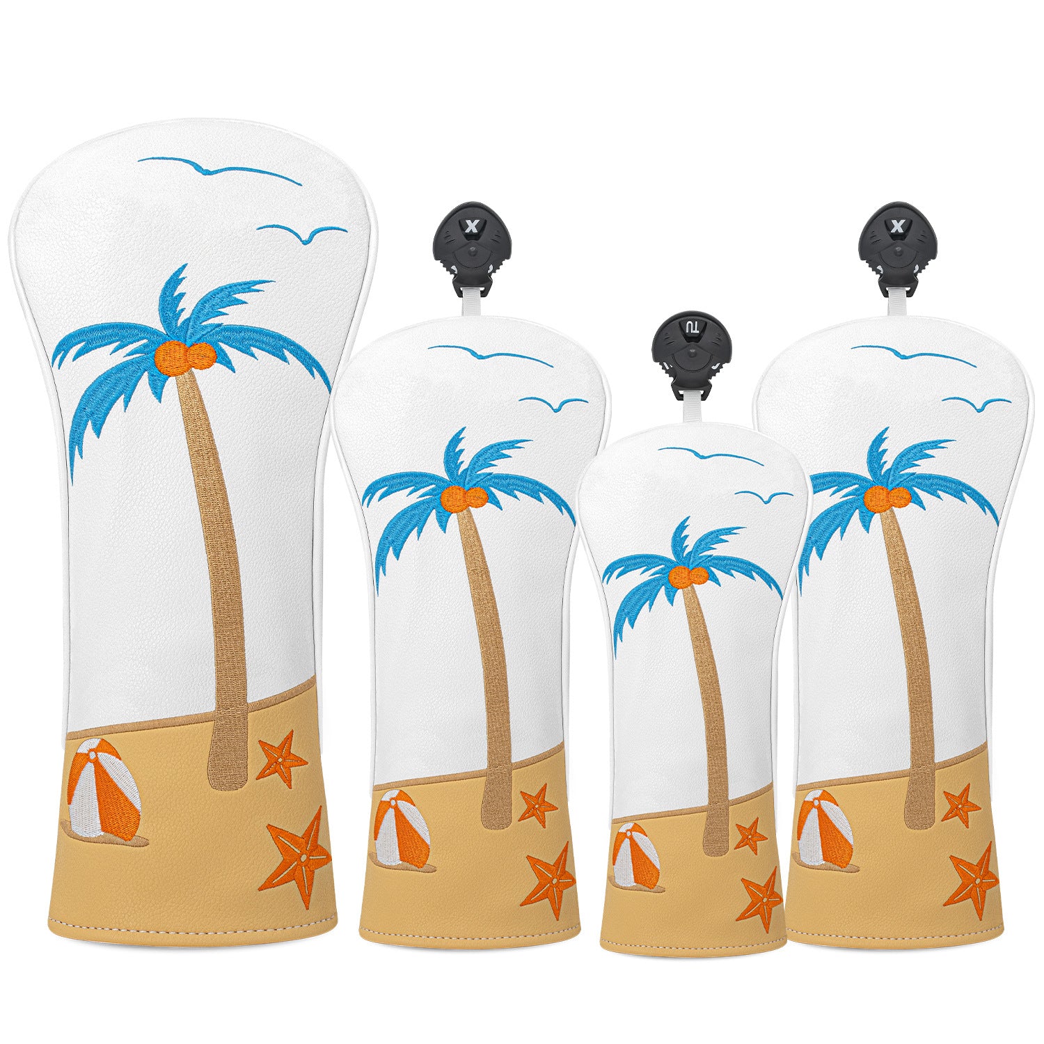 Beach Palm Tree Leather Golf Club Head Covers