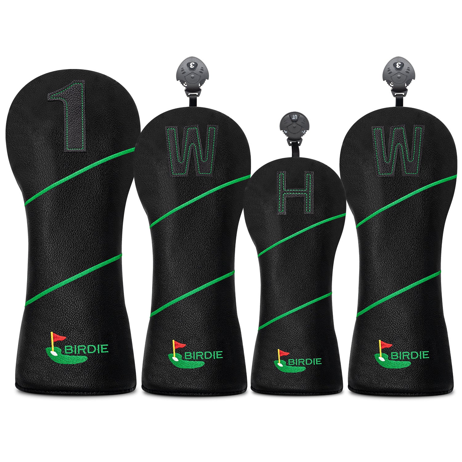 Striped Golf Club Head Covers with Green Flag Embroidery