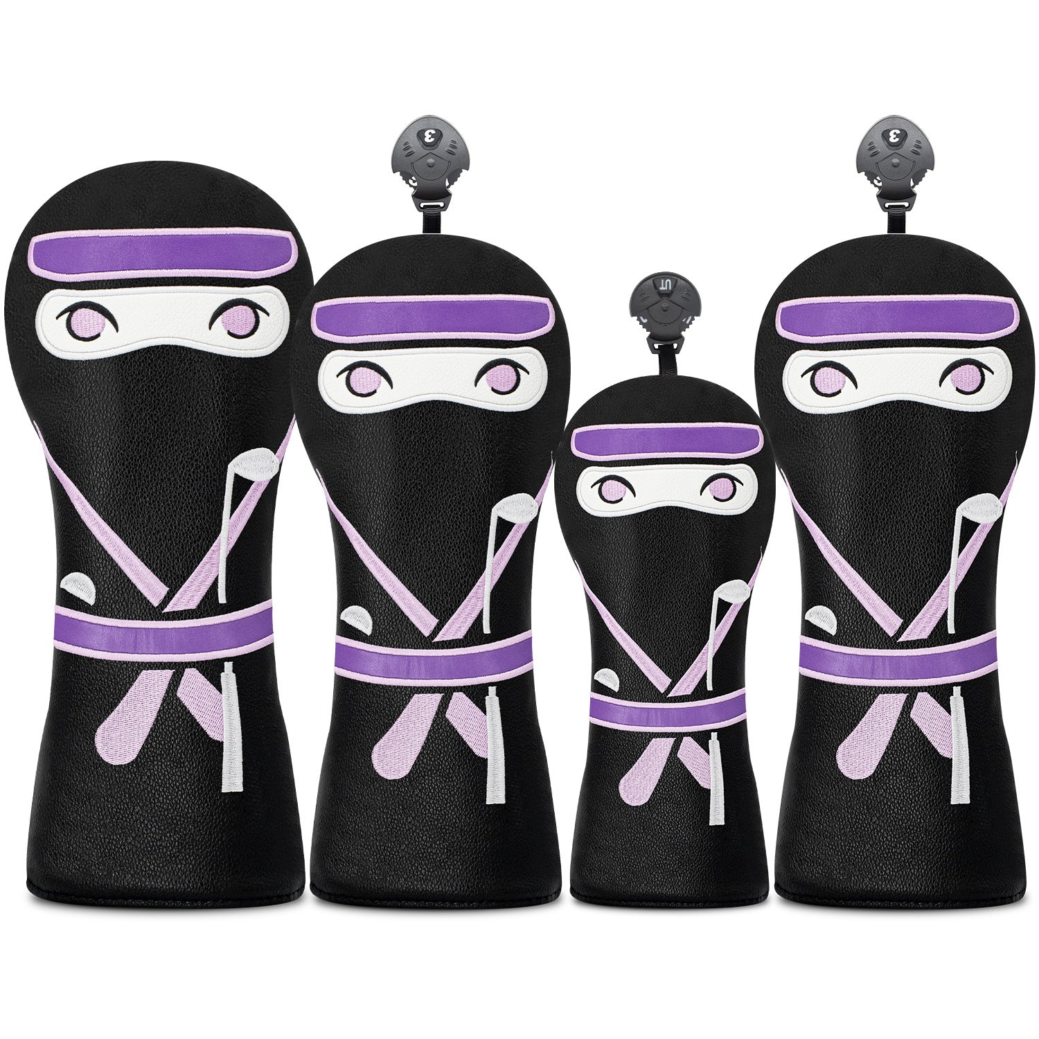 Golf Cover Set Creative Cartoon ninja for Men and Women  Fits Any Size