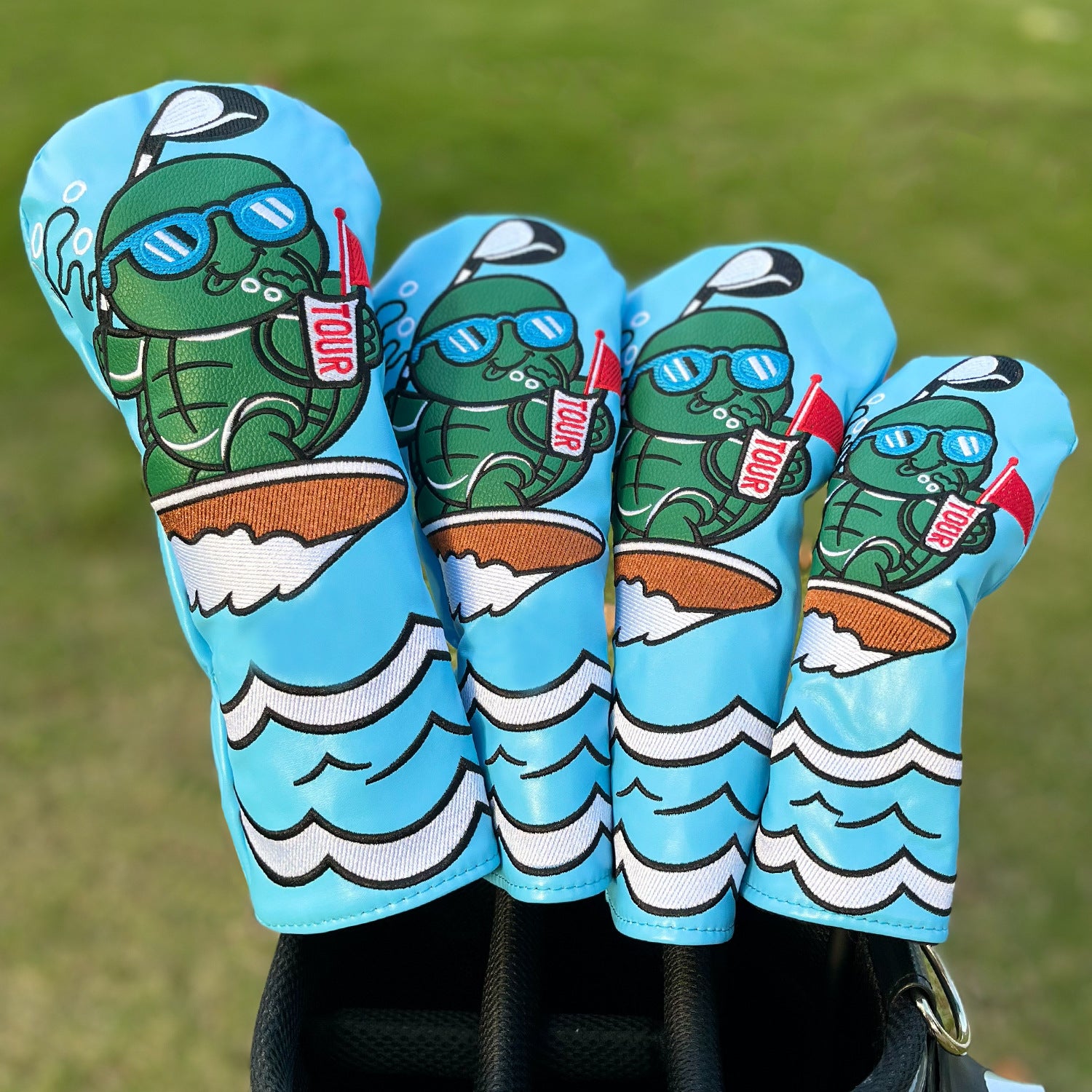 Golf Club Covers for Woods  Anime Turtle Embroidery PU Leather Premium