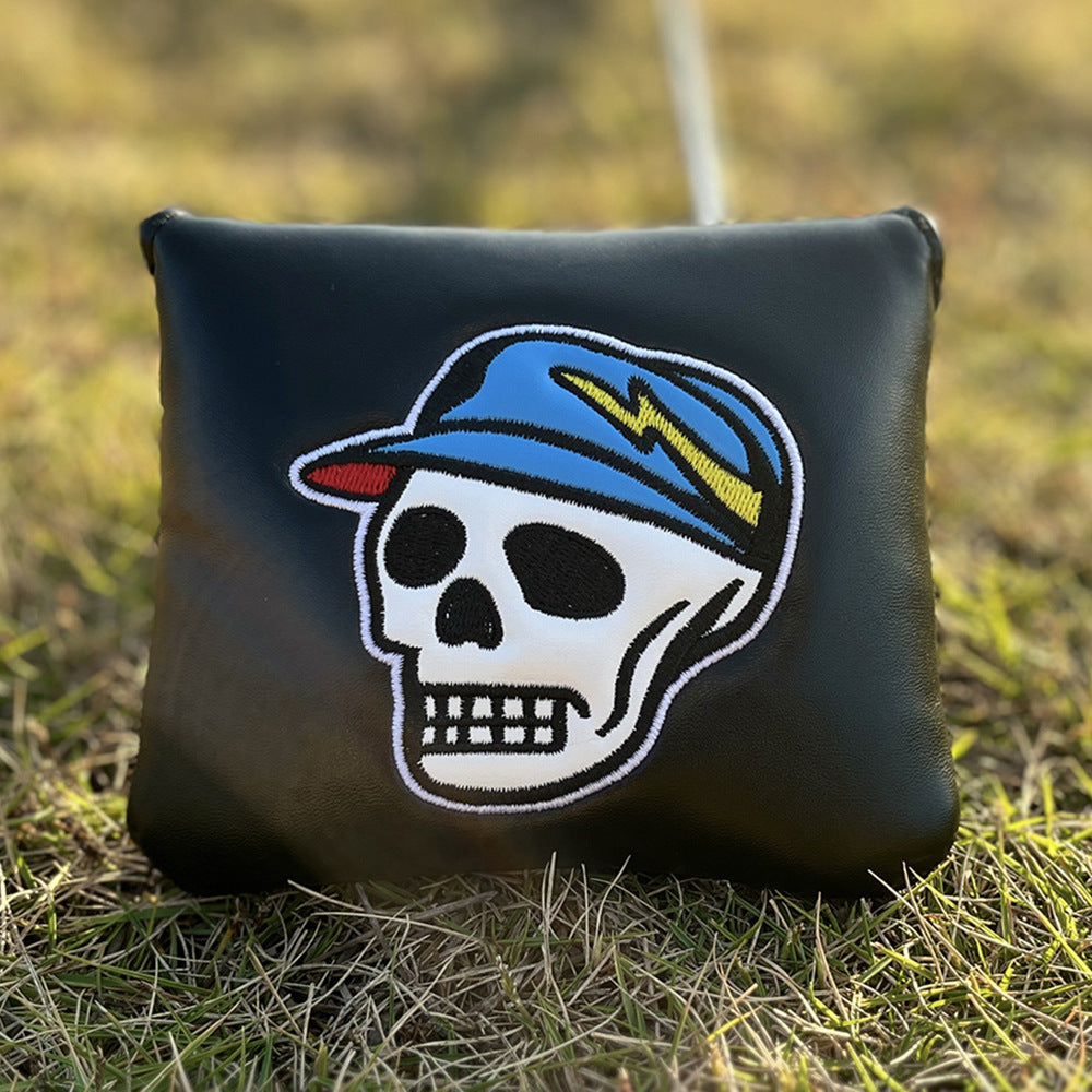 Black Golf Club Covers Skull Embroidery Driver Headcover Fairway 3 Wood Headcover Hybrid Headcover for Your Selection fits for All Brands