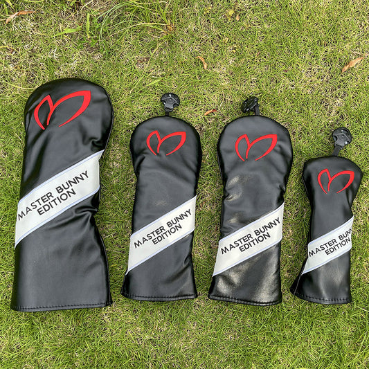 PU Leather Driver & Fairway Wood Headcover - White with Black, Premium Golf Accessory