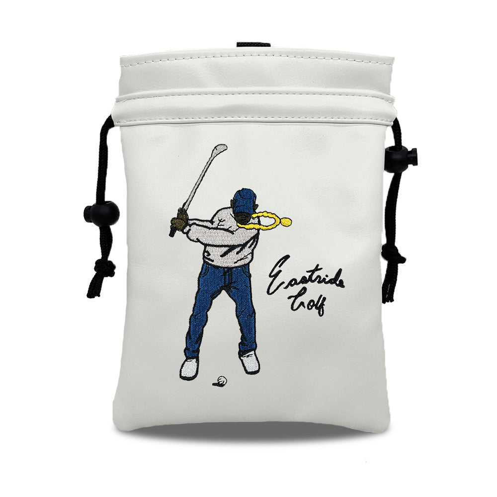 Funny Golf Valuables Bag with Drawstrings - Synthetic Leather Tee Pouch for Men