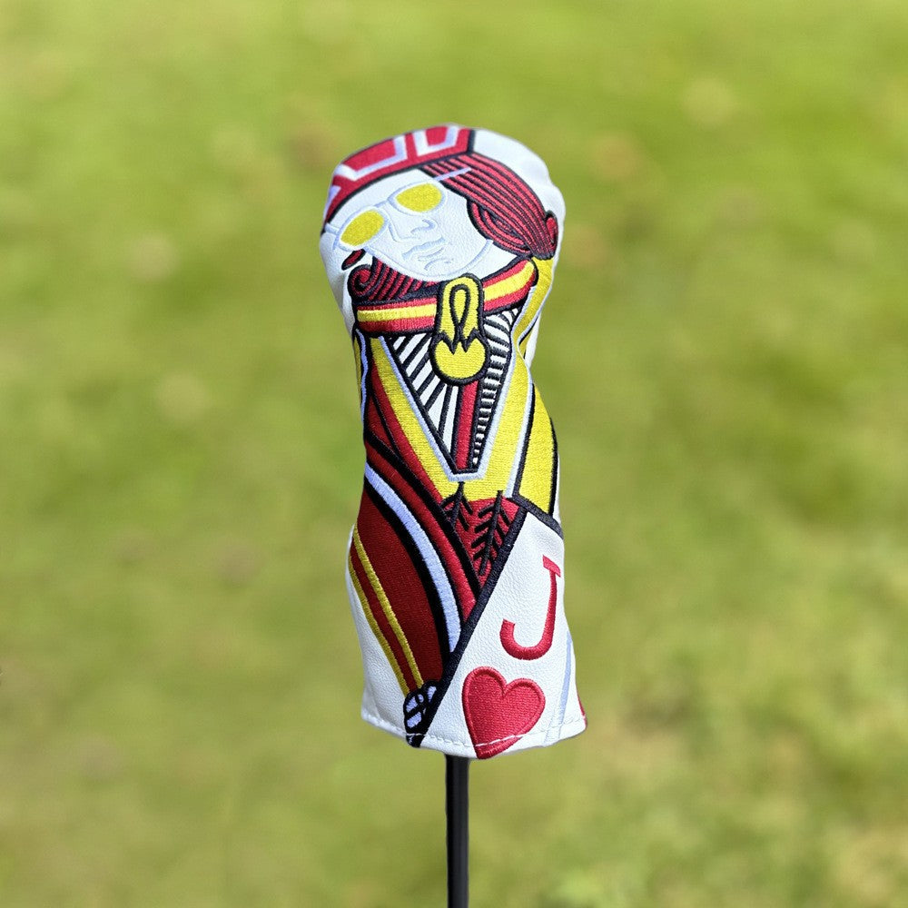 Poker Golf Headcover Golf Club Covers Fairway Wood Cover Headcover with Premium Synthetic Leather Material Embroidery Poker Pattern Fits for All Brand Golf Clubs.