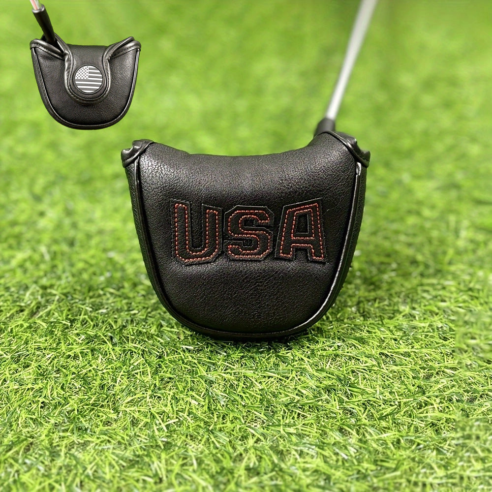 USA red and white striped embroidery leather putter cover