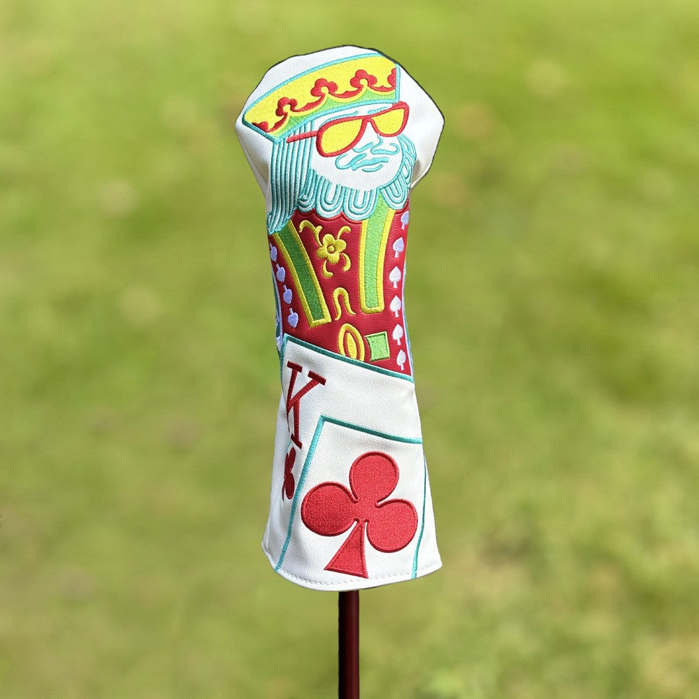 Poker Golf Headcover Golf Club Covers Fairway Wood Cover Headcover with Premium Synthetic Leather Material Embroidery Poker Pattern Fits for All Brand Golf Clubs.