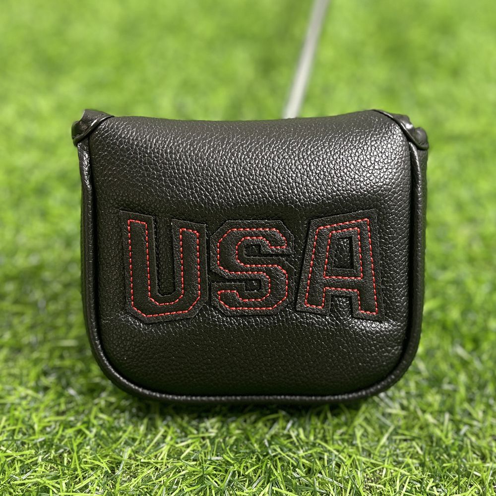 USA red and white striped embroidery leather putter cover