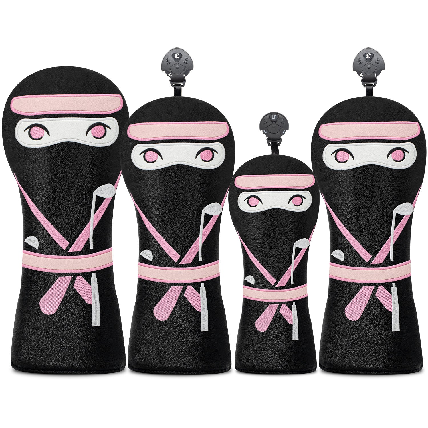 Golf Cover Set Creative Cartoon ninja for Men and Women  Fits Any Size