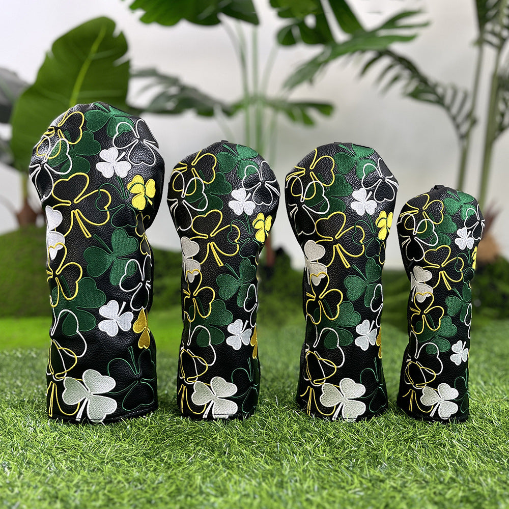 Golf Headcovers Golf Club Head Covers Four Leaf Clover Good Luck Charm - Clover Style Premium Leather Driver Fairway(FW) Wood Hybrid(UT) with Number Tags