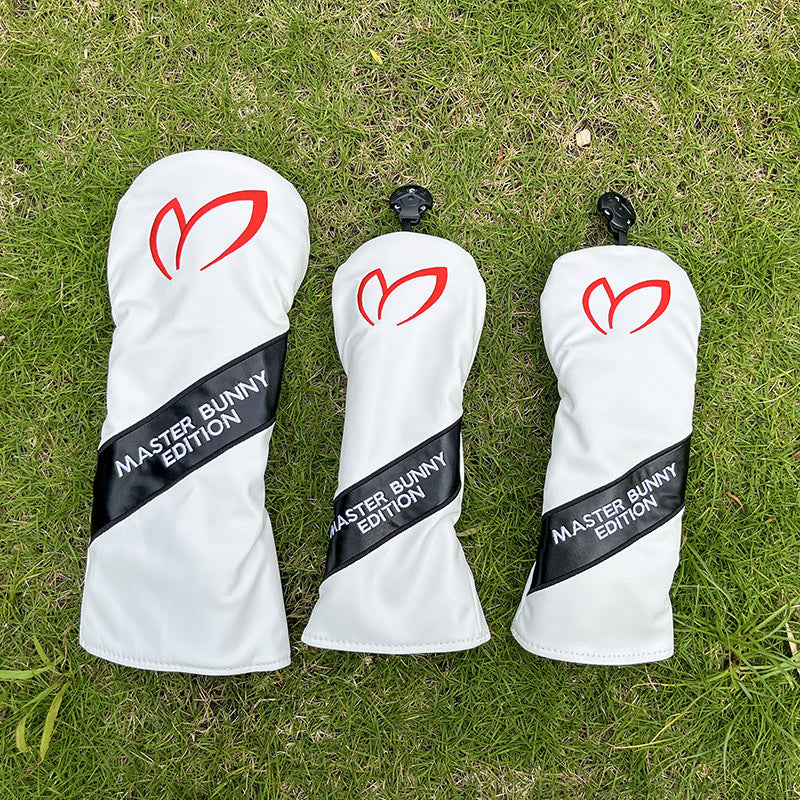 PU Leather Driver & Fairway Wood Headcover - White with Black, Premium Golf Accessory