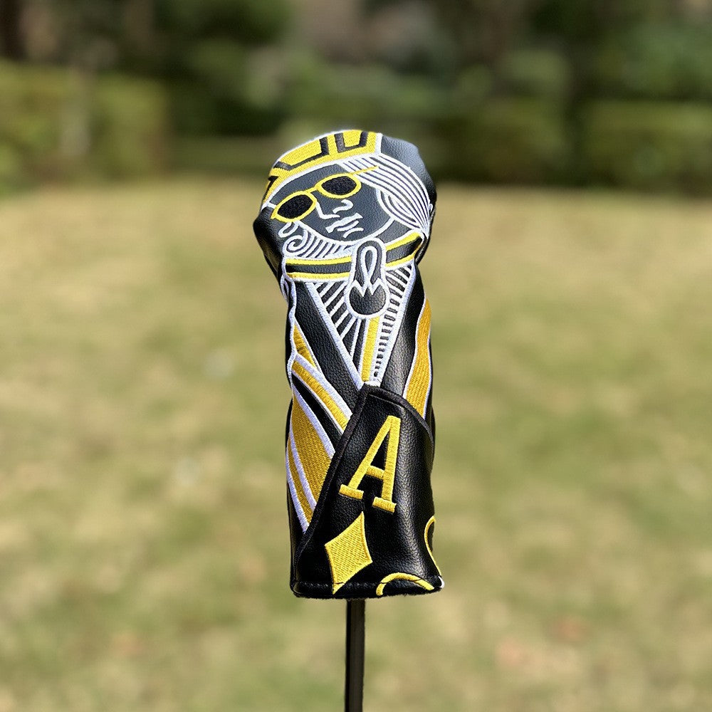 Poker Golf Headcover Golf Club Covers Fairway Wood Cover Headcover with Premium Synthetic Leather Material Embroidery Poker Pattern Fits for All Brand Golf Clubs.