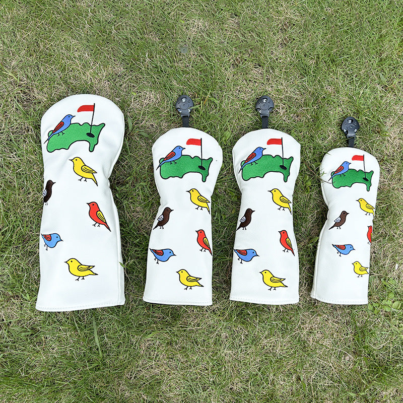 Funny Golf Club Head Cover Driver Headcover Fairway Wood Headcover Hybrid Club Cute Bird Embroidered Unisex Golf Club Cover