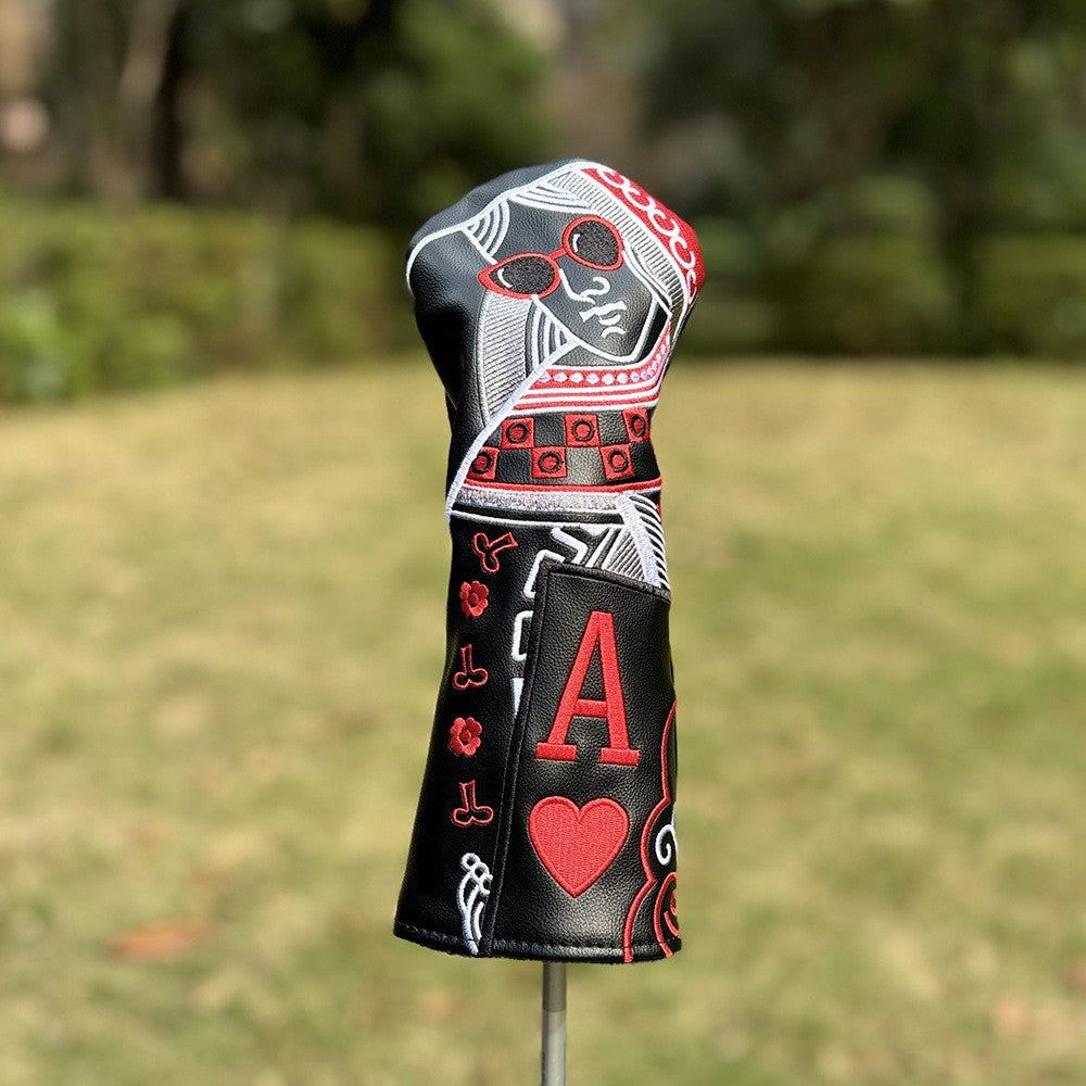 Poker Golf Headcover Golf Club Covers Fairway Wood Cover Headcover with Premium Synthetic Leather Material Embroidery Poker Pattern Fits for All Brand Golf Clubs.