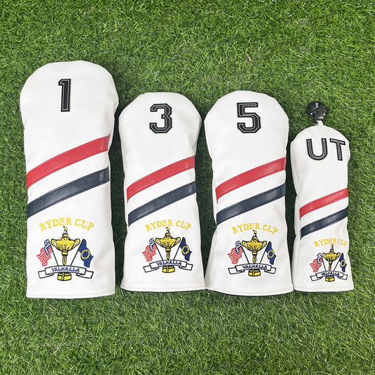 Golf Head Covers, 4pcs or 1pc USA Stars and Stripes Golf Club Covers for Woods and Driver Fairway Hybrid, PU Leather Golf Club Head Covers for Men Women with Interchangeable Tags, Fits Most Golf Clubs