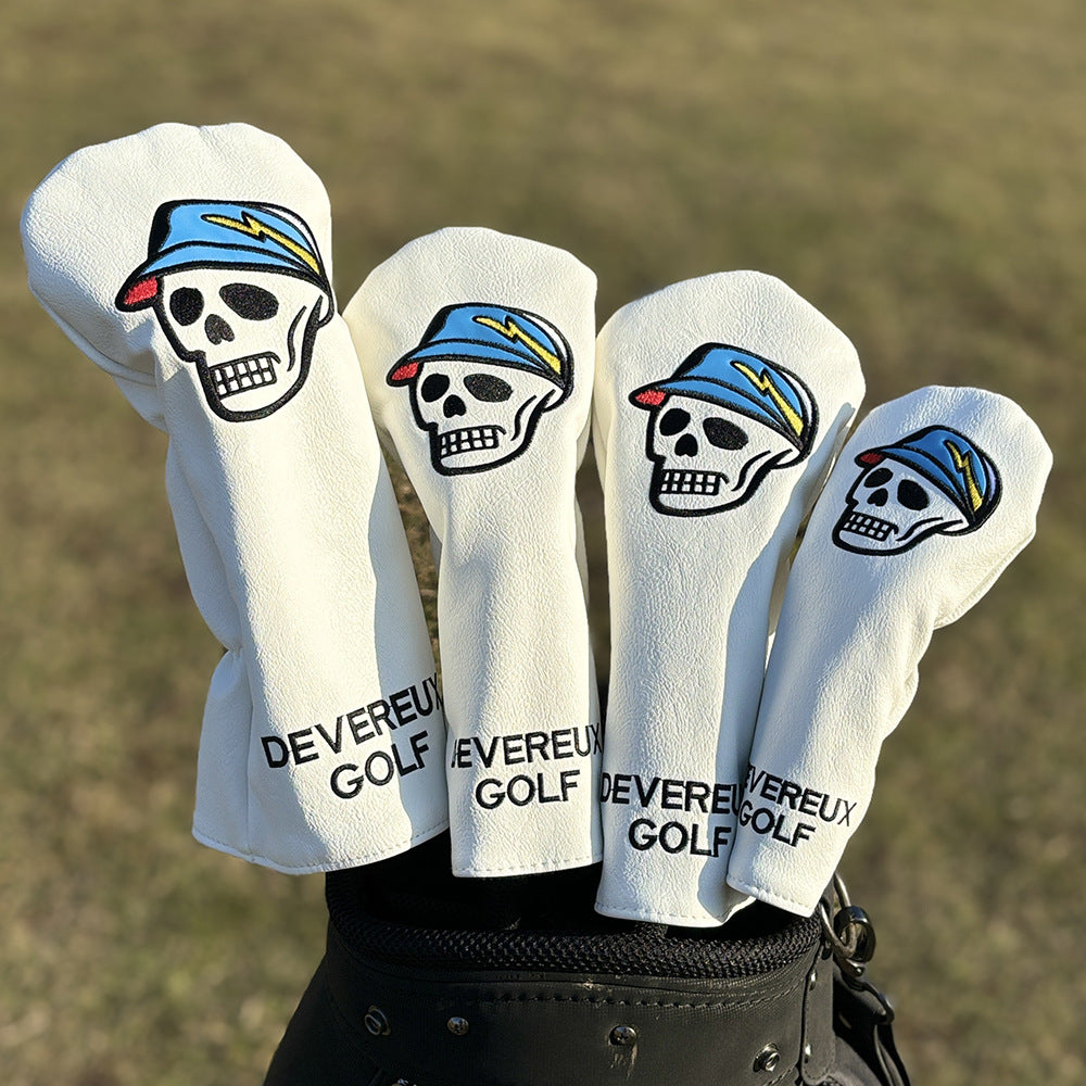 Black Golf Club Covers Skull Embroidery Driver Headcover Fairway 3 Wood Headcover Hybrid Headcover for Your Selection fits for All Brands
