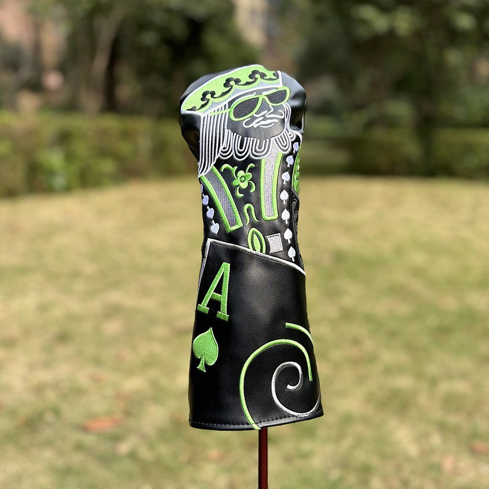 Poker Golf Headcover Golf Club Covers Fairway Wood Cover Headcover with Premium Synthetic Leather Material Embroidery Poker Pattern Fits for All Brand Golf Clubs.