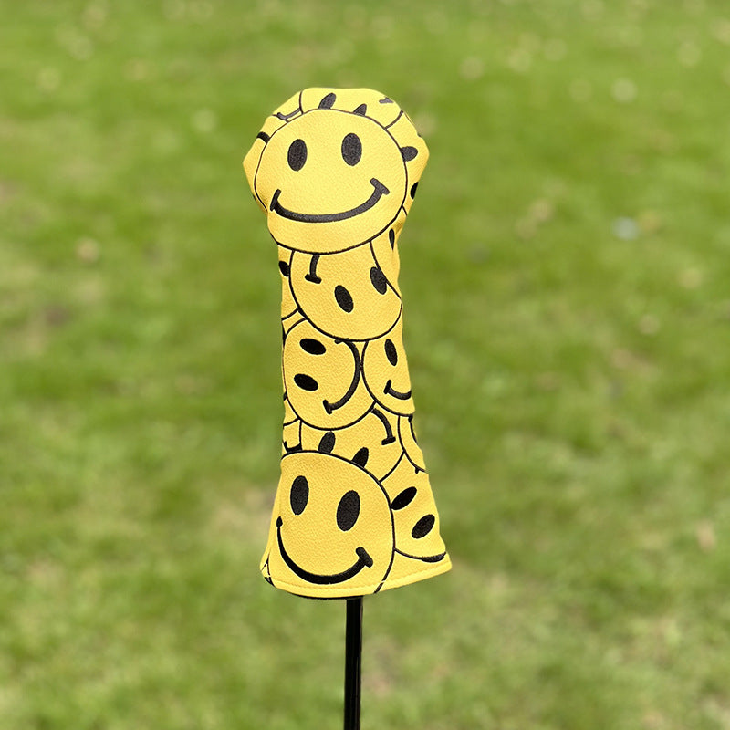 Funny Happy Smile Emoji Driver Headcovers - Smiley Face Club Covers for Golf Clubs, with Rubber Magnet for Secure Positioning and Quick Access, Magnetic Golf Accessories, Fits Most Golf Clubs