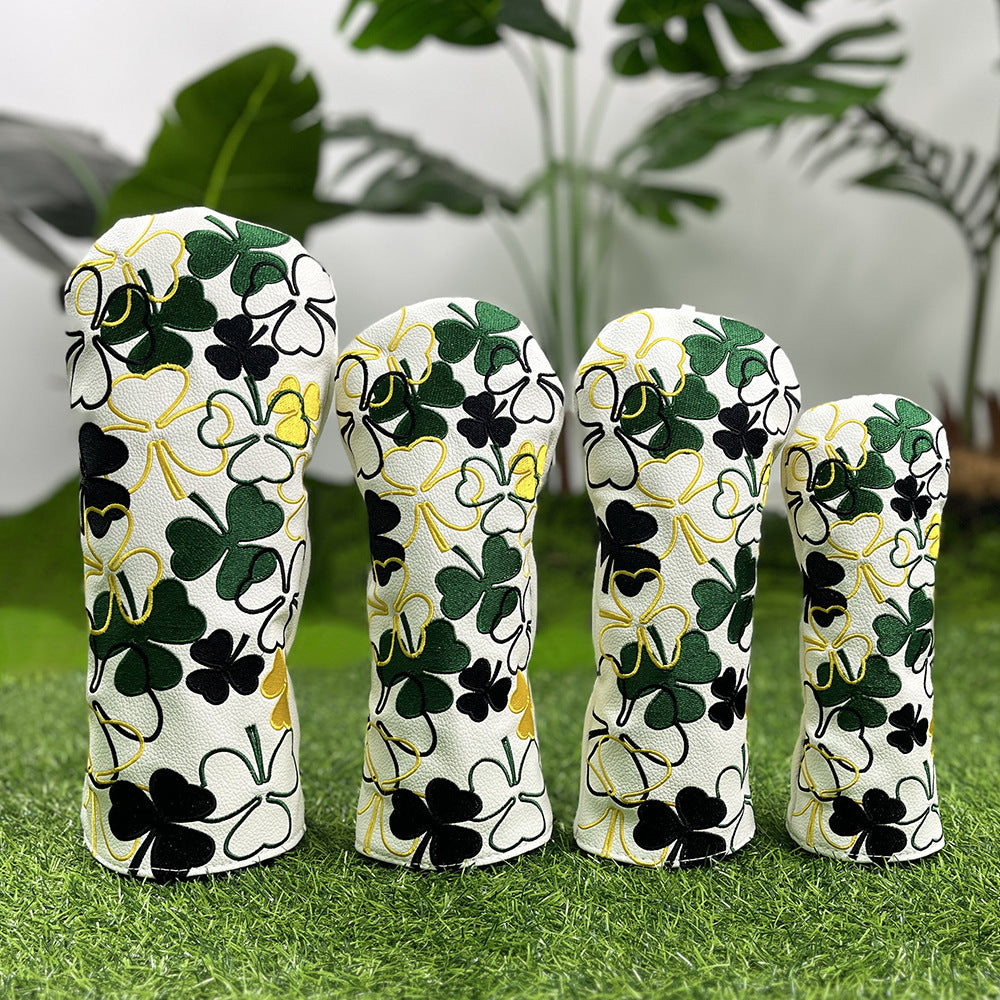 Golf Headcovers Golf Club Head Covers Four Leaf Clover Good Luck Charm - Clover Style Premium Leather Driver Fairway(FW) Wood Hybrid(UT) with Number Tags