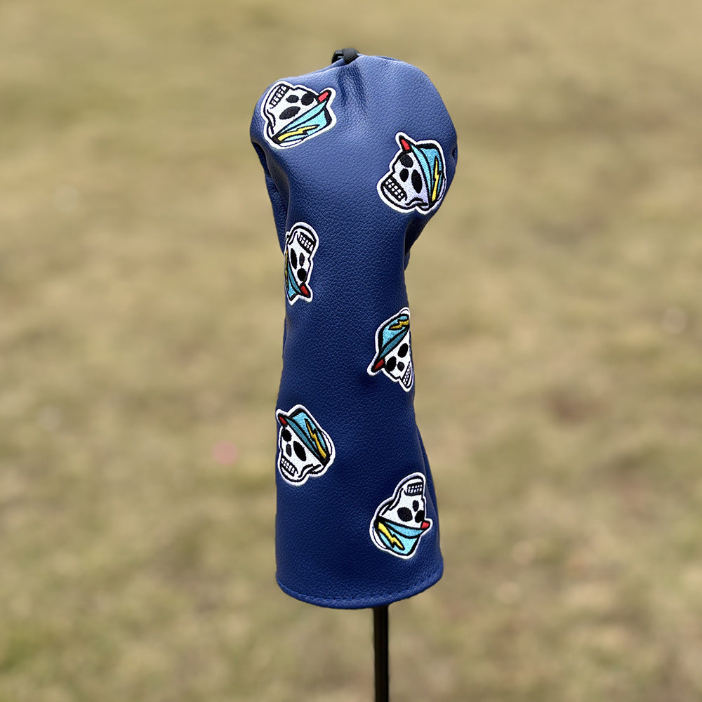 Black Golf Club Covers Skull Embroidery Driver Headcover Fairway 3 Wood Headcover Hybrid Headcover for Your Selection fits for All Brands