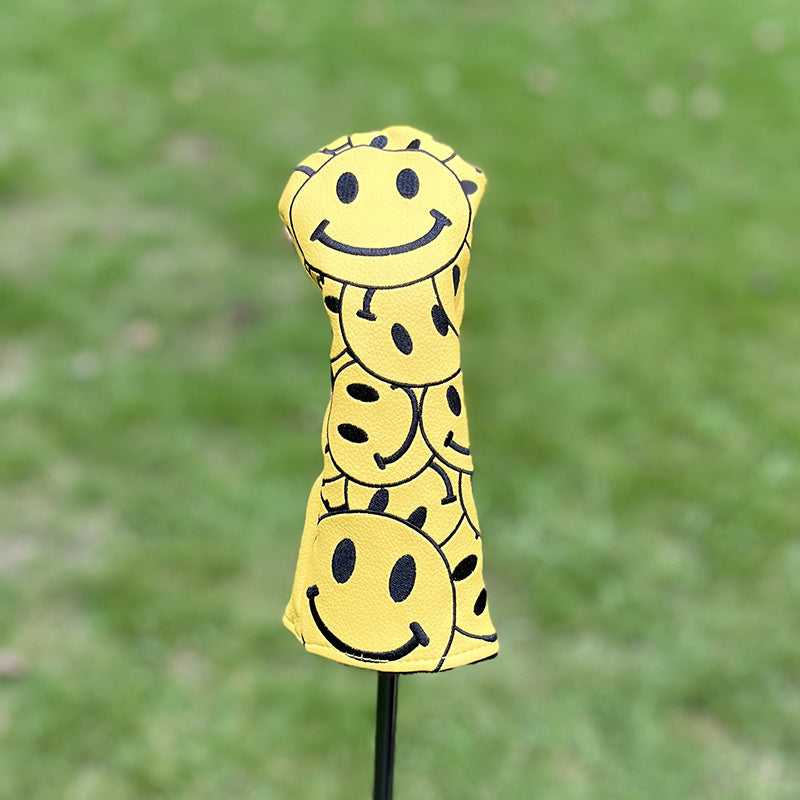 Funny Happy Smile Emoji Driver Headcovers - Smiley Face Club Covers for Golf Clubs, with Rubber Magnet for Secure Positioning and Quick Access, Magnetic Golf Accessories, Fits Most Golf Clubs