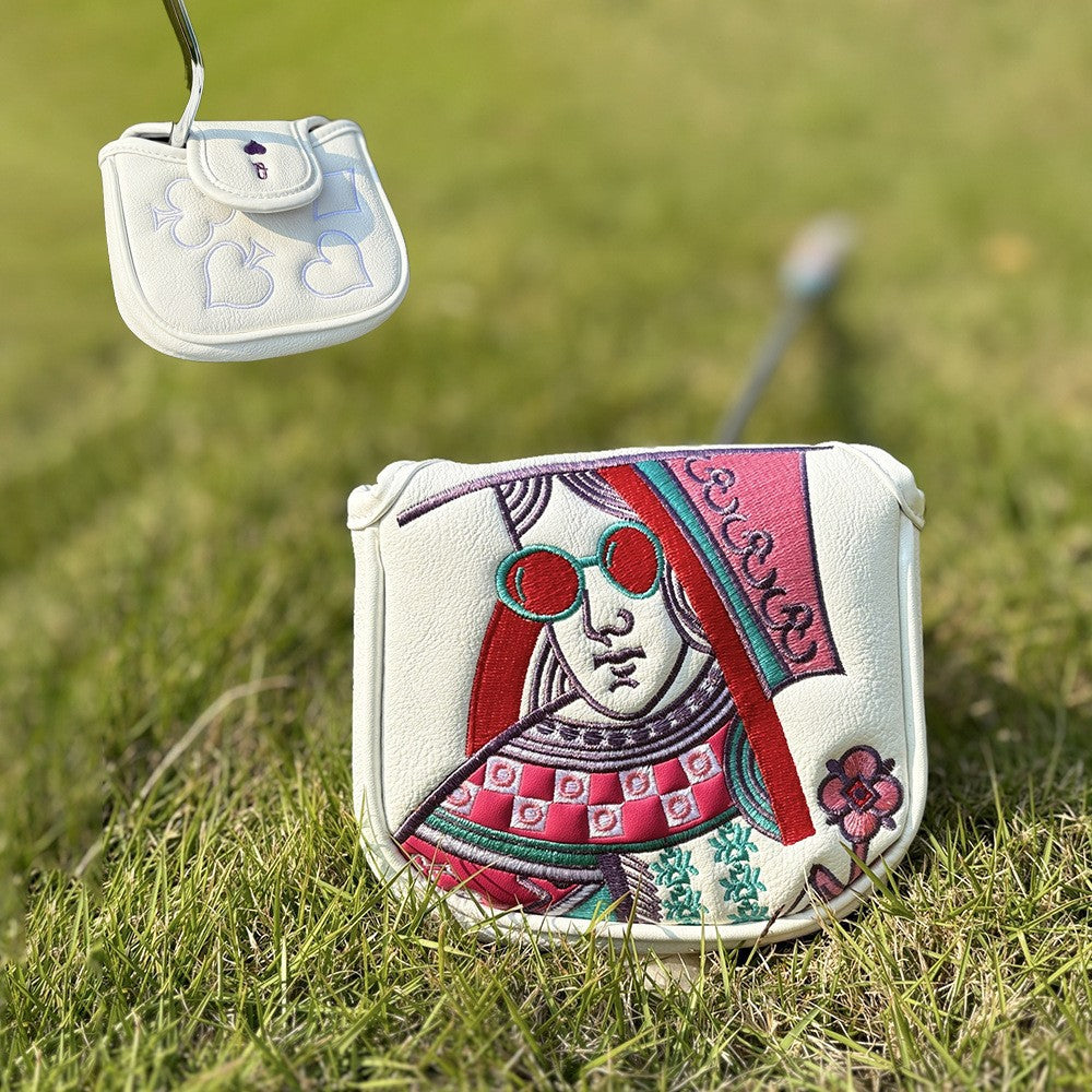 Poker Golf Headcover Golf Club Covers Fairway Wood Cover Headcover with Premium Synthetic Leather Material Embroidery Poker Pattern Fits for All Brand Golf Clubs.