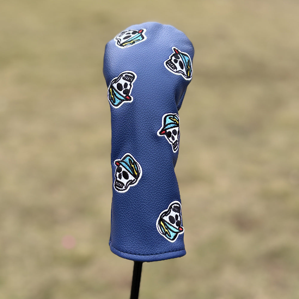 Black Golf Club Covers Skull Embroidery Driver Headcover Fairway 3 Wood Headcover Hybrid Headcover for Your Selection fits for All Brands