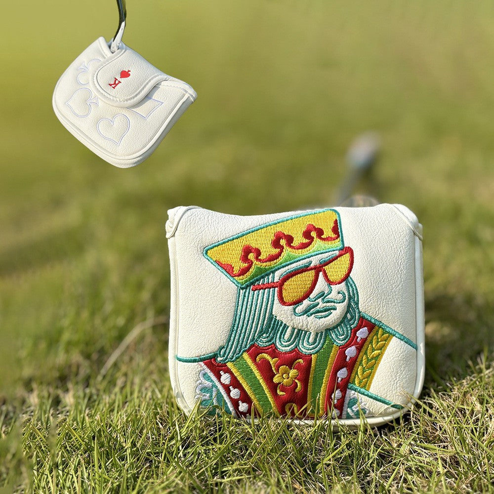 Poker Golf Headcover Golf Club Covers Fairway Wood Cover Headcover with Premium Synthetic Leather Material Embroidery Poker Pattern Fits for All Brand Golf Clubs.