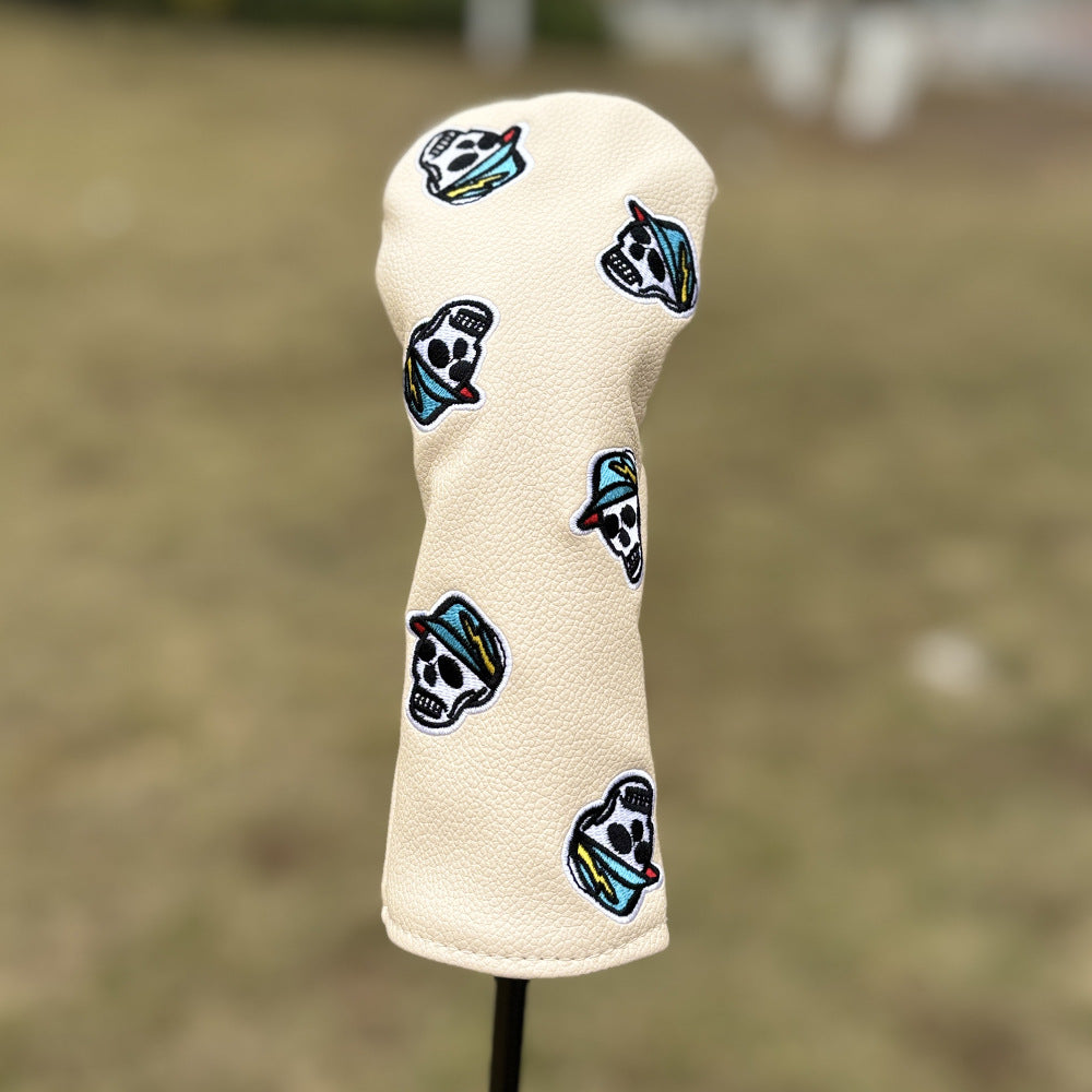 Black Golf Club Covers Skull Embroidery Driver Headcover Fairway 3 Wood Headcover Hybrid Headcover for Your Selection fits for All Brands