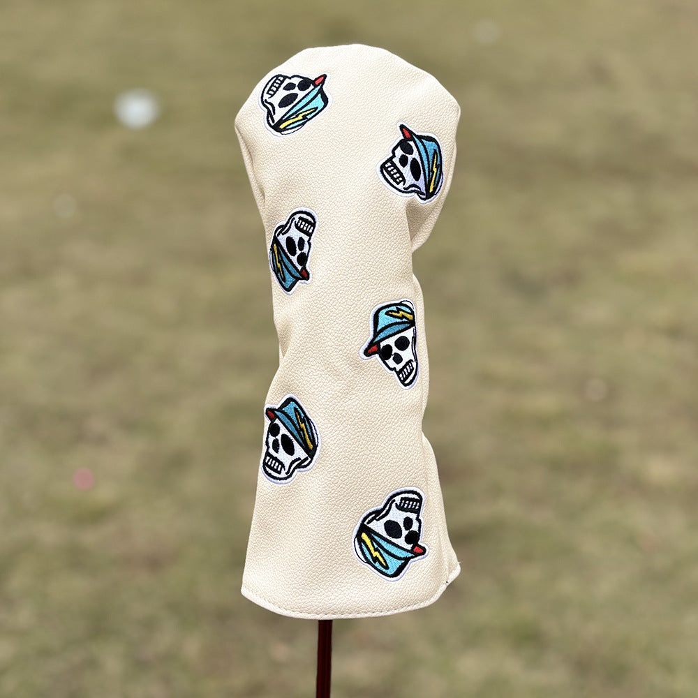 Black Golf Club Covers Skull Embroidery Driver Headcover Fairway 3 Wood Headcover Hybrid Headcover for Your Selection fits for All Brands