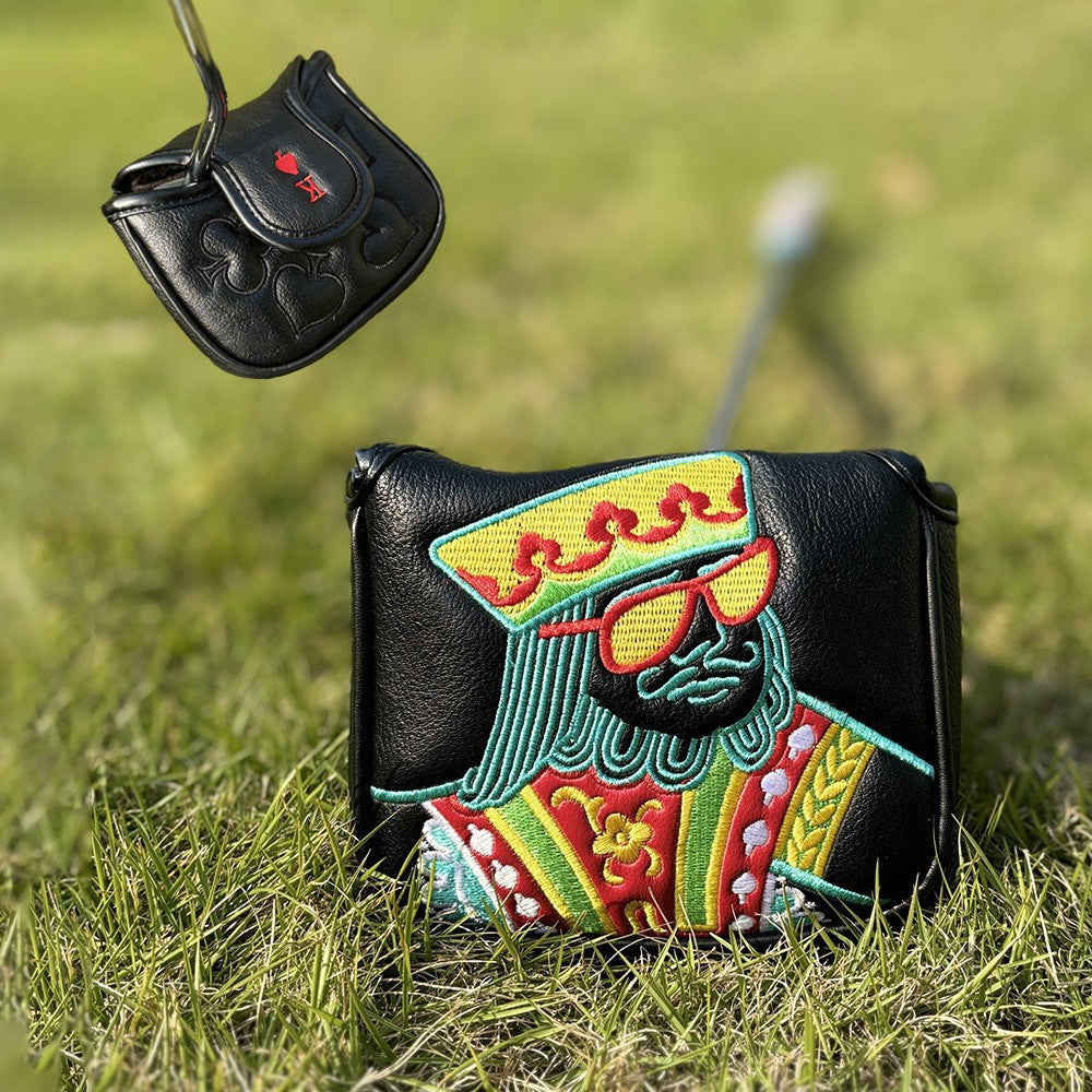 Poker Golf Headcover Golf Club Covers Fairway Wood Cover Headcover with Premium Synthetic Leather Material Embroidery Poker Pattern Fits for All Brand Golf Clubs.