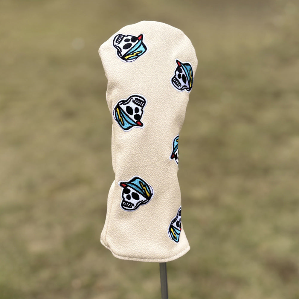 Black Golf Club Covers Skull Embroidery Driver Headcover Fairway 3 Wood Headcover Hybrid Headcover for Your Selection fits for All Brands
