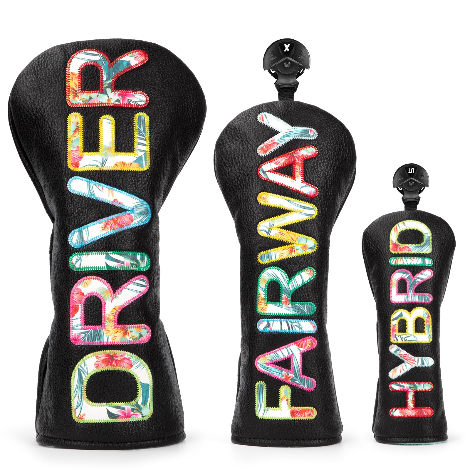 Letter Embroidery Golf Club Head Covers Premium Leather Driver