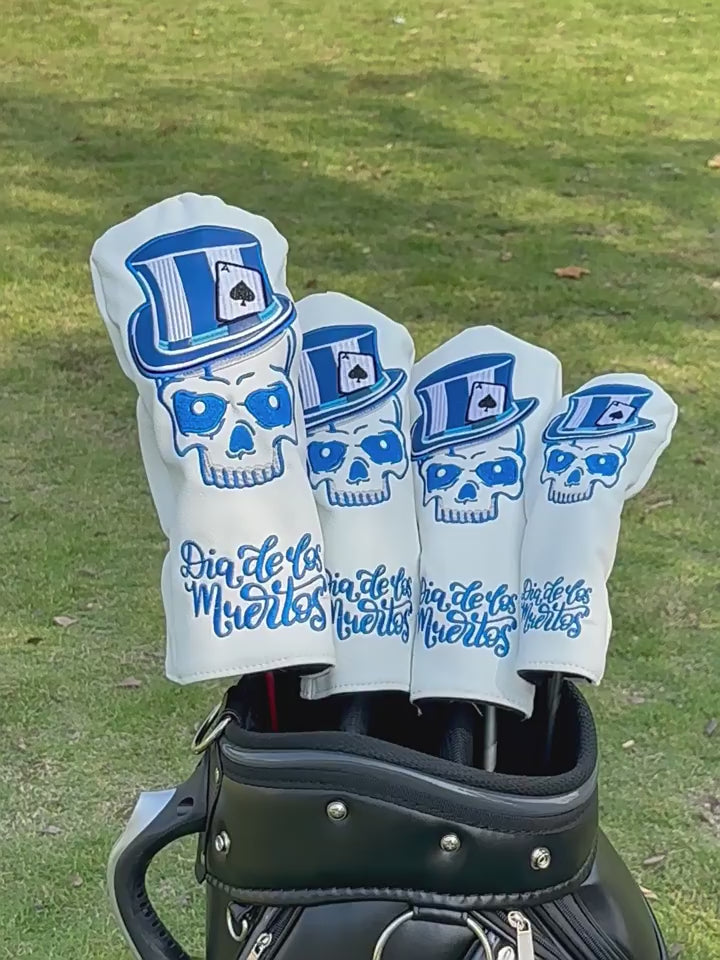 New Blue Skull Embroidered Golf Driver Head Covers