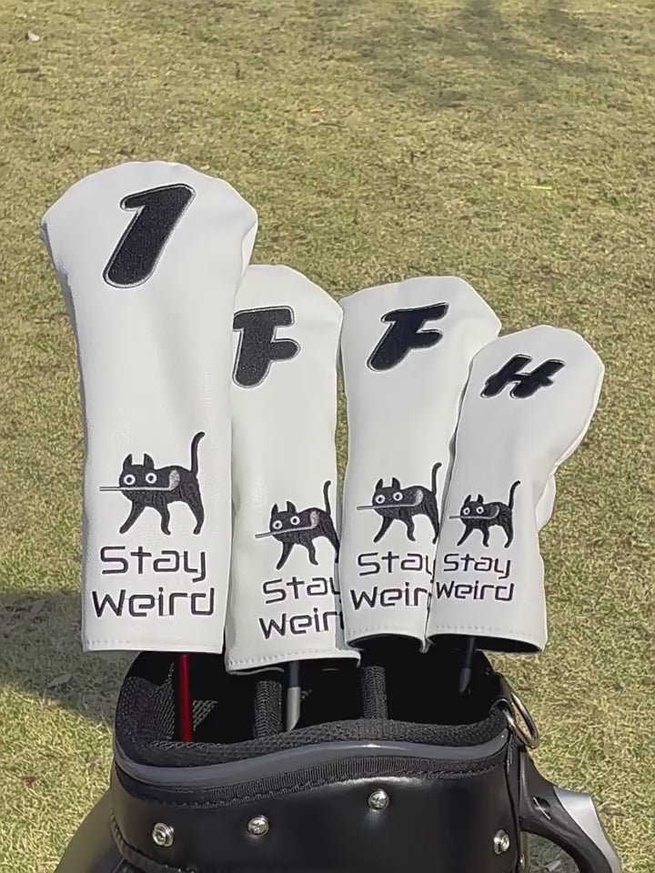 Fun Cat Golf Head Covers Premium PU Leather