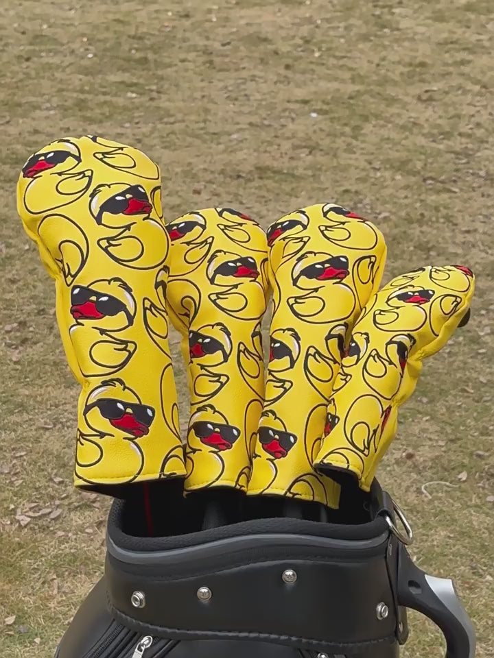 Animal Golf Covers Duckling in Sunglasses Premium Leather Golf Club Head Covers