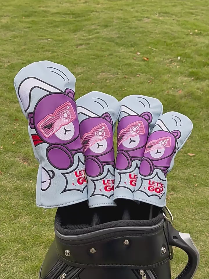 Cartoon Style Violent Bear Golf Club Head Covers