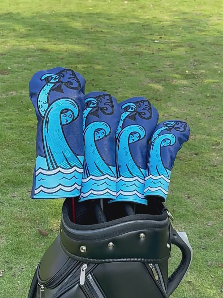 Blue Wave Embroidered Golf Club Head Covers