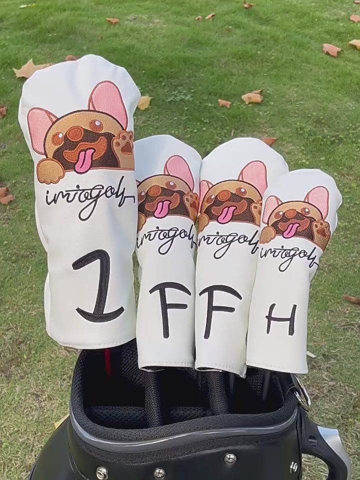 Cartoon Embroidered Dog Golf Wood Club Head Covers