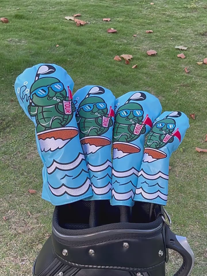Golf Club Covers for Woods  Anime Turtle Embroidery PU Leather Premium