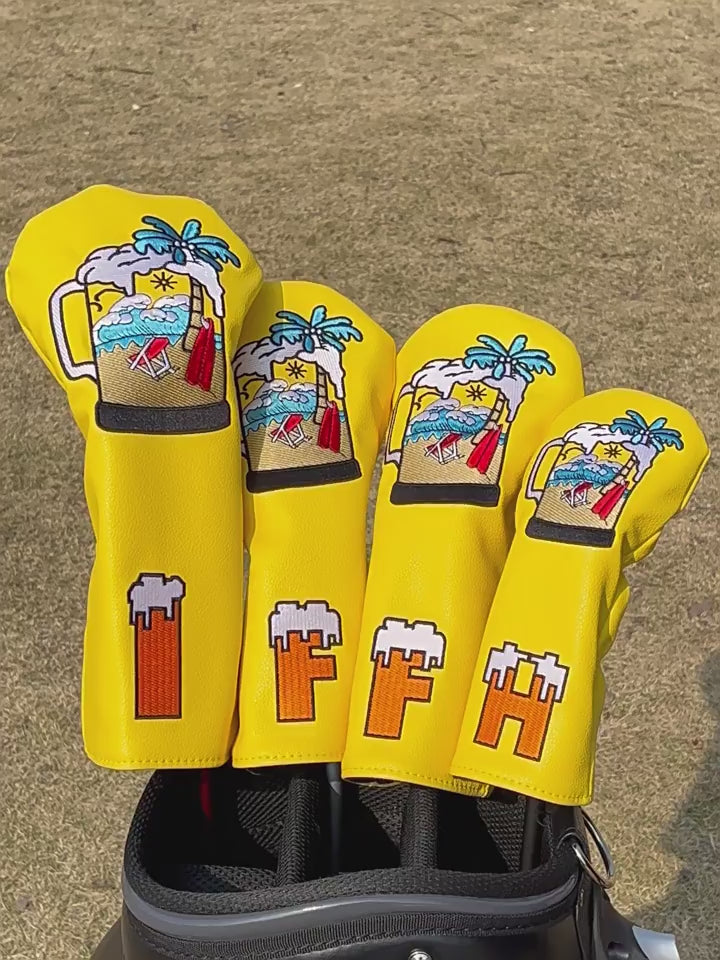Beer & Coconut Embroidery Vacation-Style Golf Club Head Covers