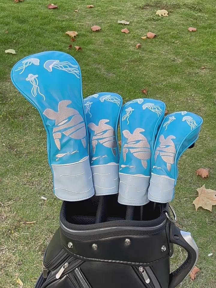 Awesome Golf Headcovers Blue Sea Turtle Embroidery Gift for Men Women