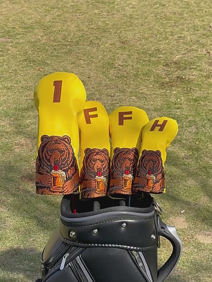 Animal Golf Club Covers Cartoon Brown Bear Embroidery